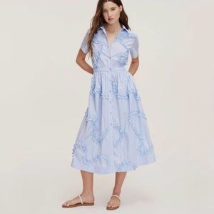 Kate Spade x Target Light Blue Striped Ribbon Midi Dress